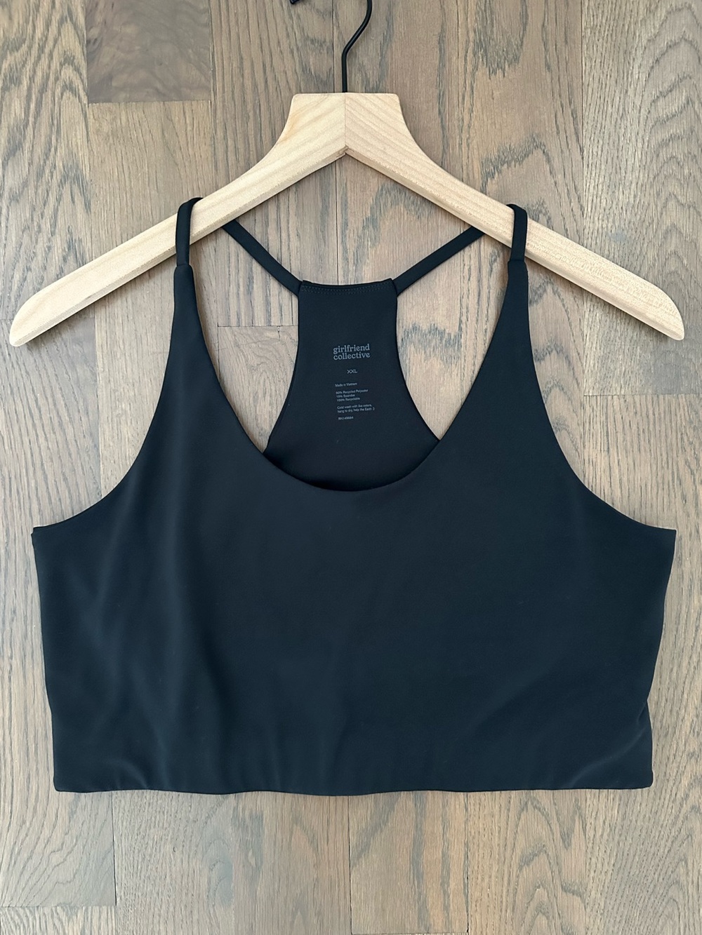 Girlfriend Collective Sustainable Cleo Halter Sports Bra Top in Black XXL